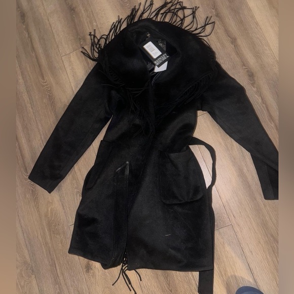 NWT BADGLEY MISCHKA fringe
Ricci Wool-blend Wrap Coat In Black - Picture 2 of 6